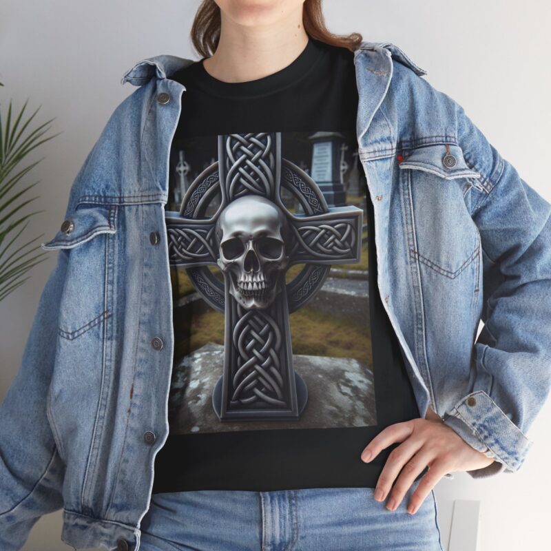 Skull Trends - Celtic Cross Unisex Heavy Cotton Tee - Image 23