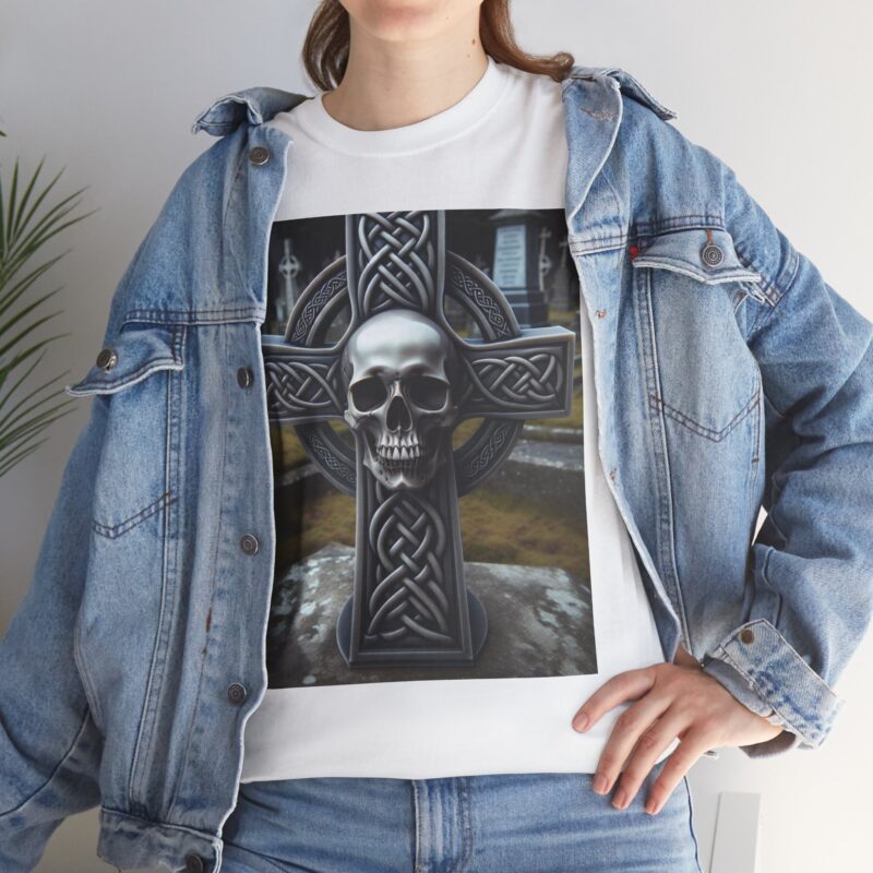 Skull Trends - Celtic Cross Unisex Heavy Cotton Tee - Image 50