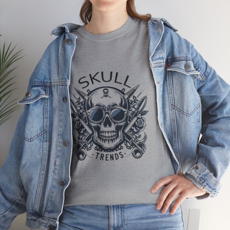 Skull Trends Logo Tshirt - Unisex Heavy Cotton Tee - Image 158